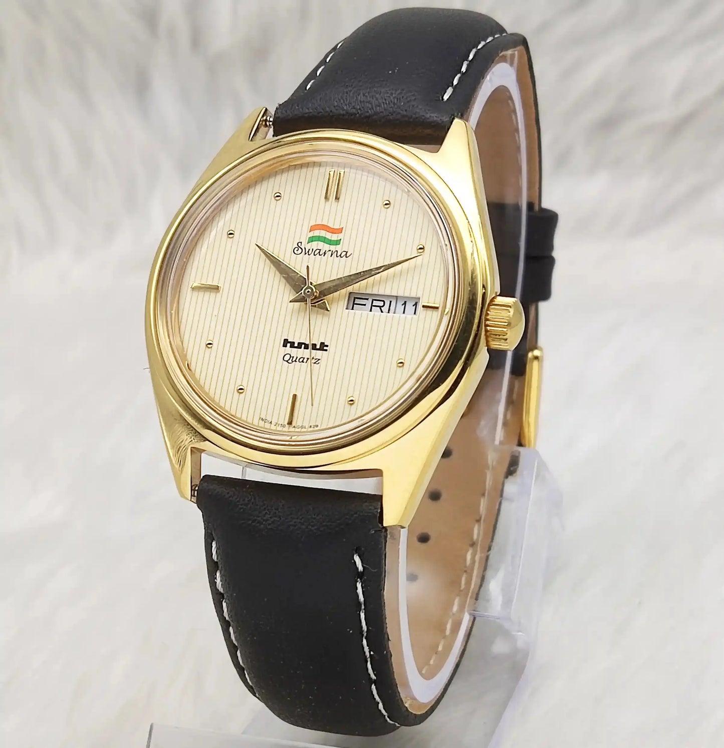 HMT Swarna Cream Dial Day Date Function Quartz