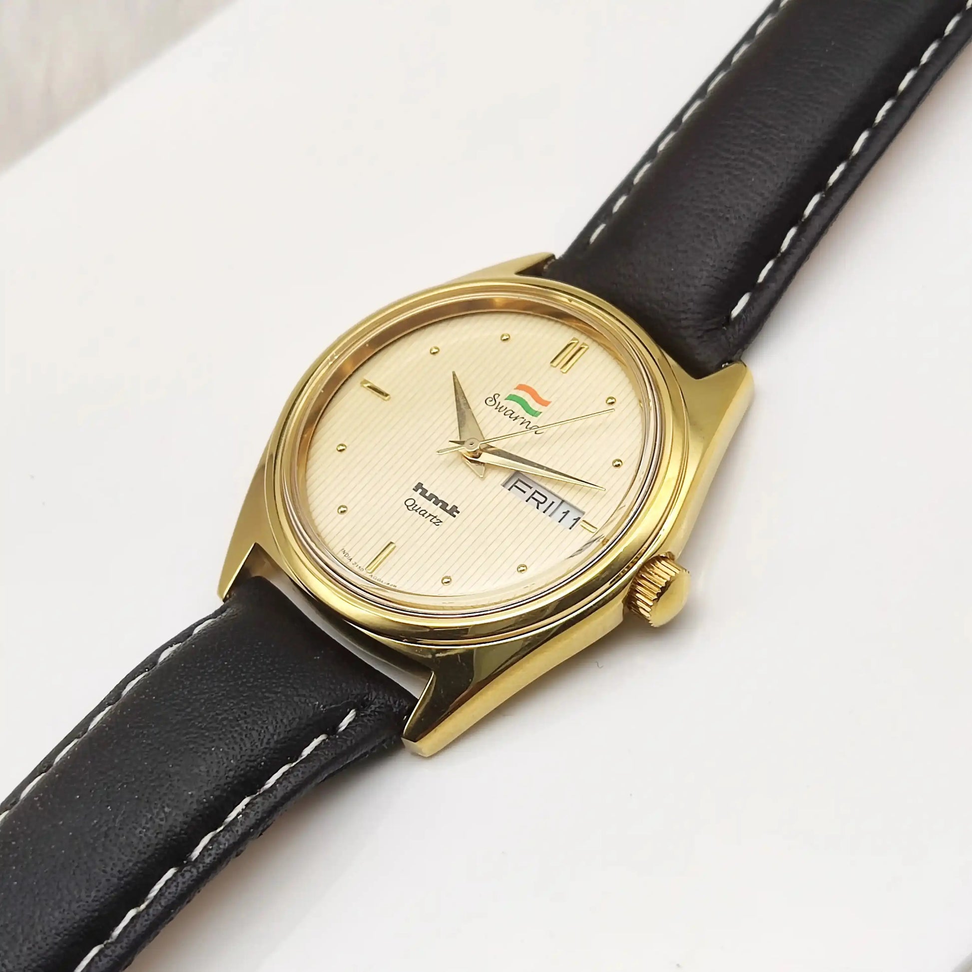 HMT Swarna Cream Dial Day Date Function Quartz