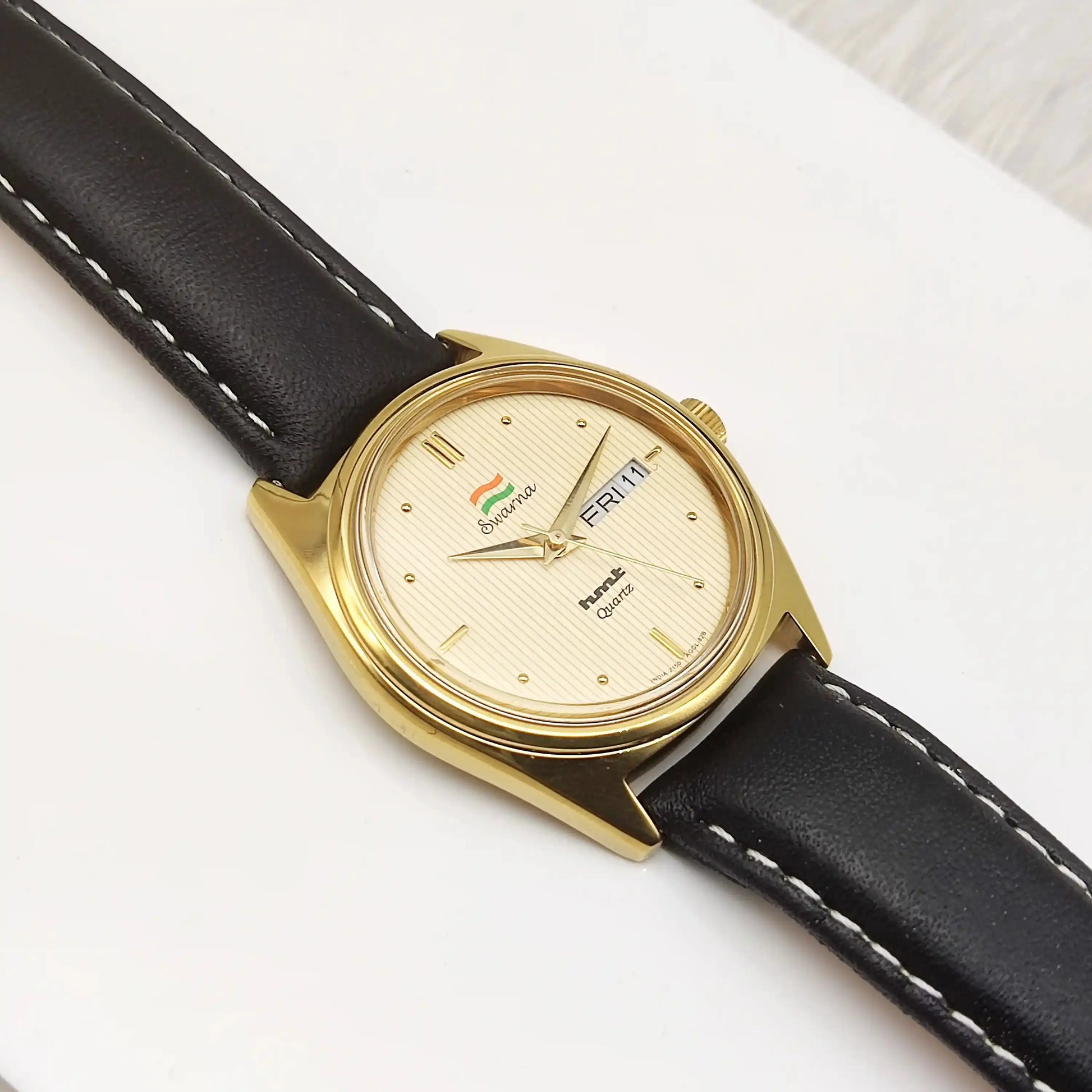 HMT Swarna Cream Dial Day Date Function Quartz