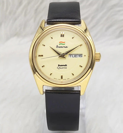 HMT Swarna Day Date Feature Quartz Cream Dial Watch