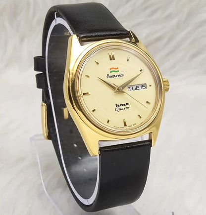 HMT Swarna Day Date Feature Quartz Cream Dial Watch