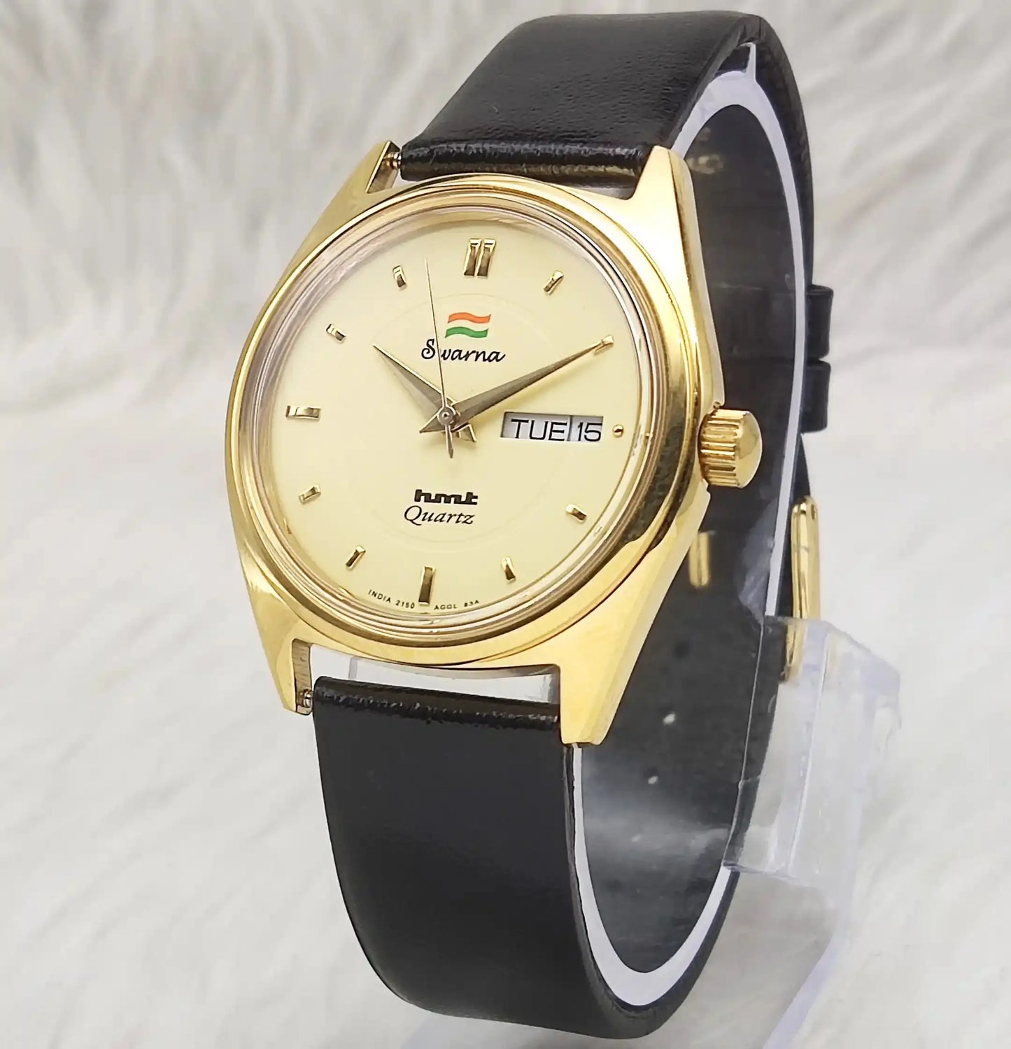 HMT Swarna Day Date Feature Quartz Cream Dial Watch