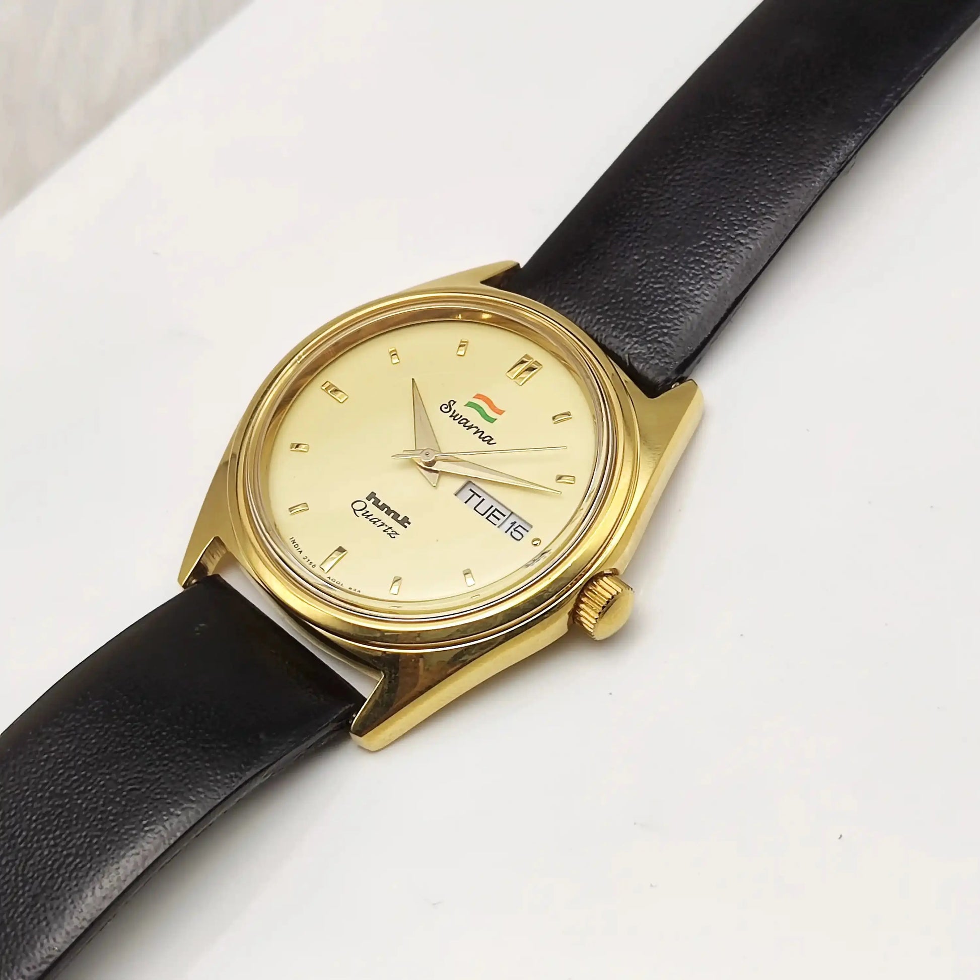 HMT Swarna Day Date Feature Quartz Cream Dial Watch