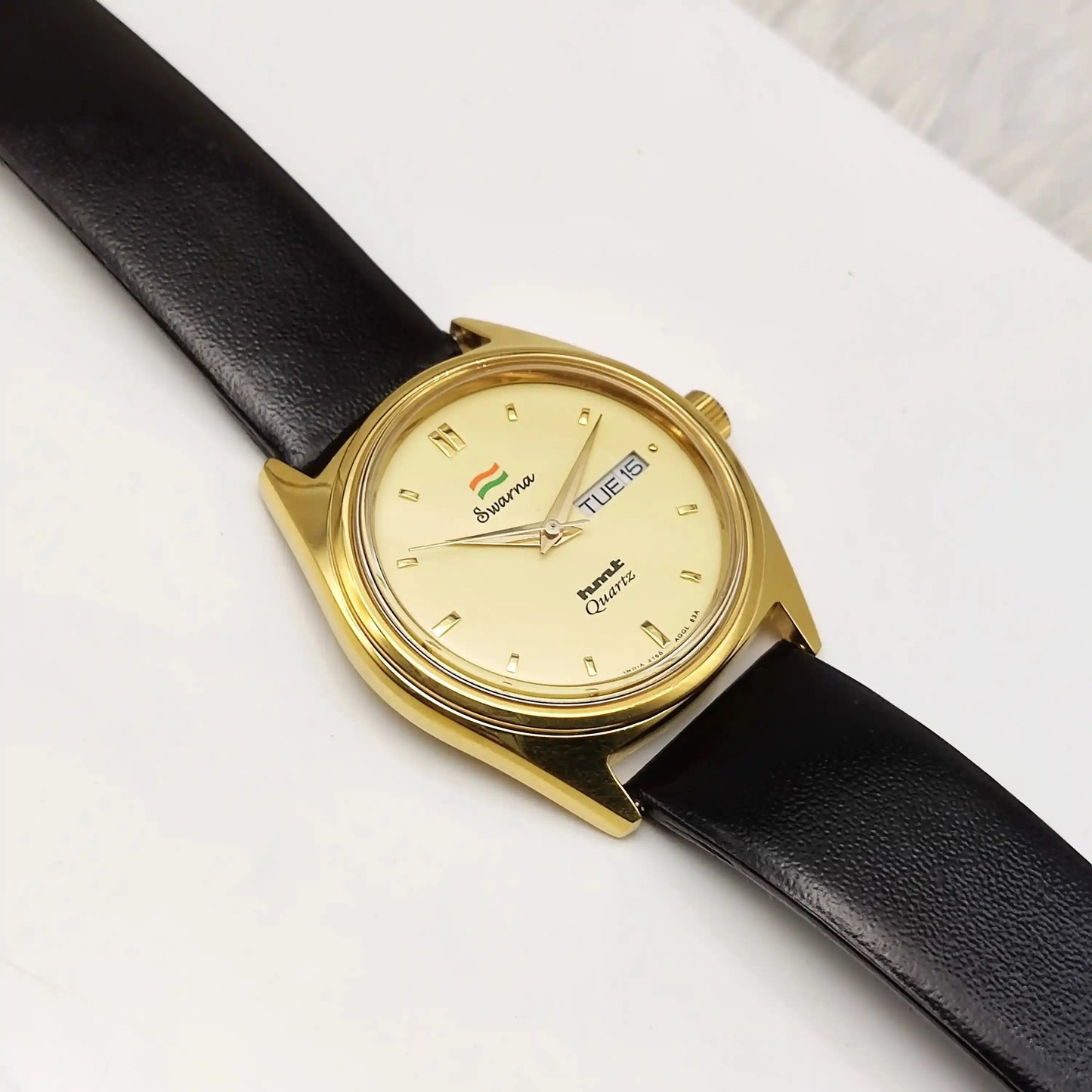 HMT Swarna Day Date Feature Quartz Cream Dial Watch