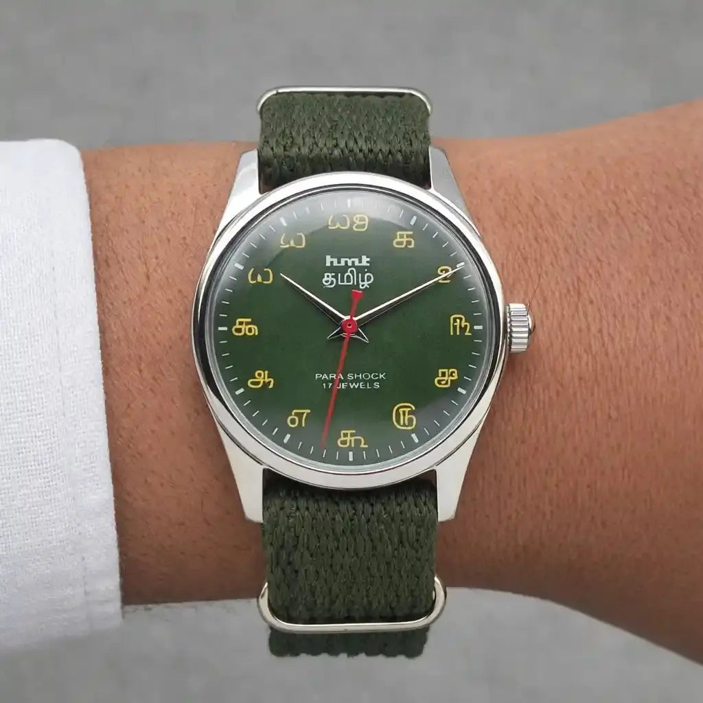 HMT Tamil Para Shock 17 Jewels Green Dial Mechanical Handwinding 0231 Discover-Diamonds Physical