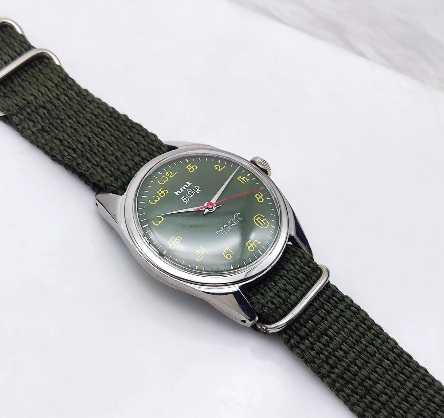 HMT Tamil Para Shock 17 Jewels Green Dial Mechanical Handwinding 0231 Discover-Diamonds Physical