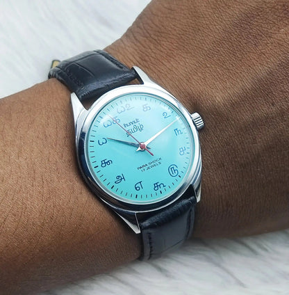 HMT Tamil Turquoise Dial Para Shock 17 Jewels Mechanical Handwinding