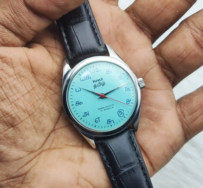 HMT Tamil Turquoise Dial Para Shock 17 Jewels Mechanical Handwinding