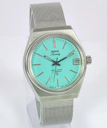 HMT Tareeq 17 Jewels Torquoise Dial Date Function Men's Watch Discover-Diamonds