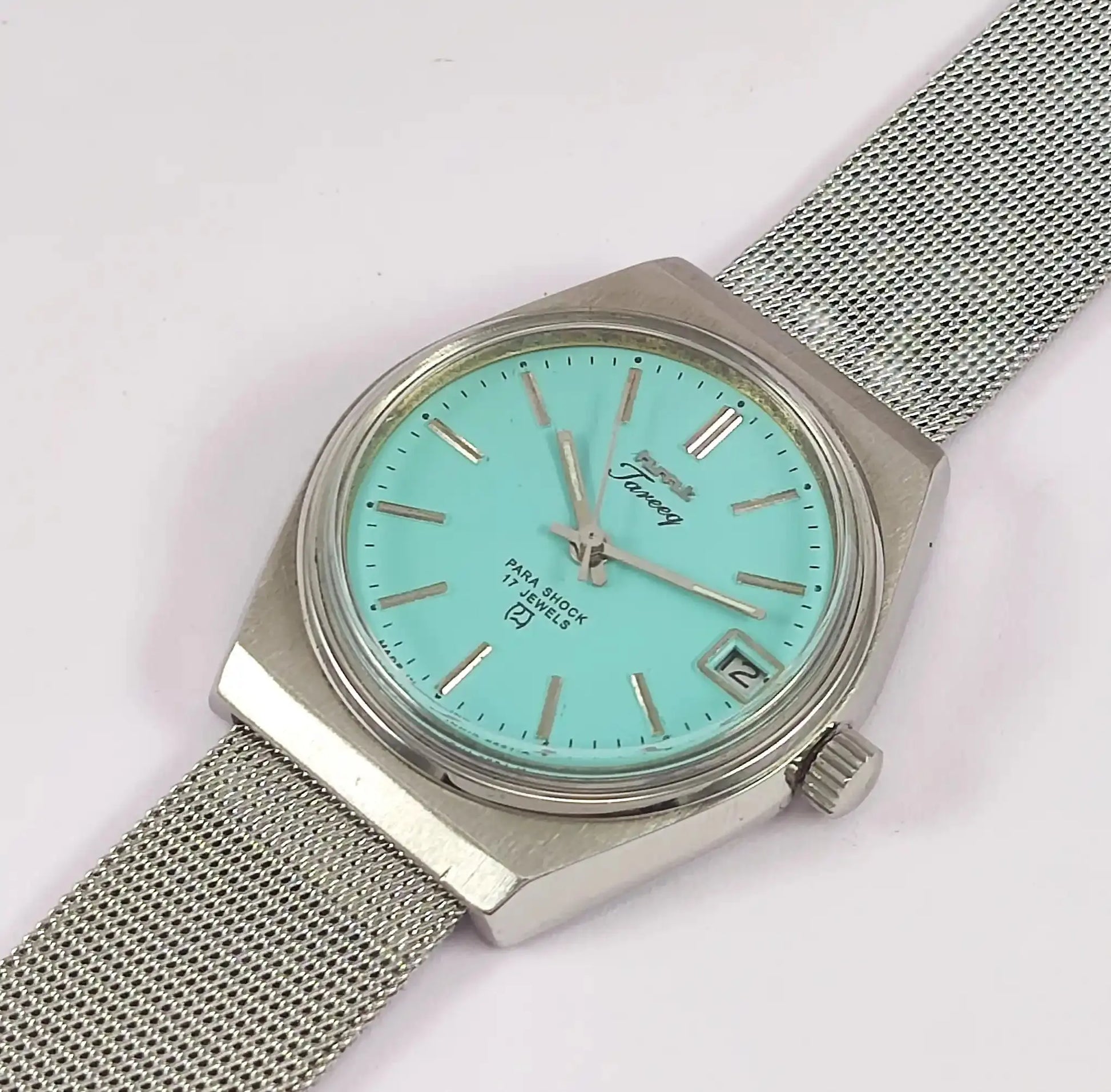 HMT Tareeq 17 Jewels Torquoise Dial Date Function Men's Watch Discover-Diamonds