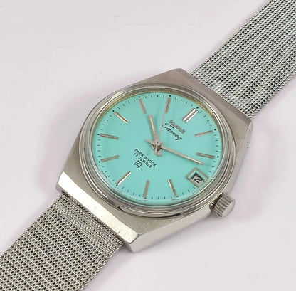 HMT Tareeq 17 Jewels Torquoise Dial Date Function Men's Watch Discover-Diamonds