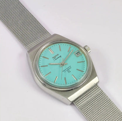 HMT Tareeq 17 Jewels Torquoise Dial Date Function Men's Watch Discover-Diamonds