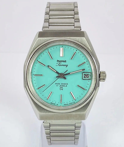 HMT Tareeq 17 Jewels Torquoise Dial Date Function Men's Watch Discover-Diamonds