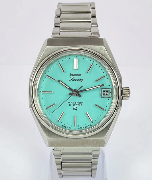 HMT Tareeq 17 Jewels Torquoise Dial Date Function Men's Watch Discover-Diamonds