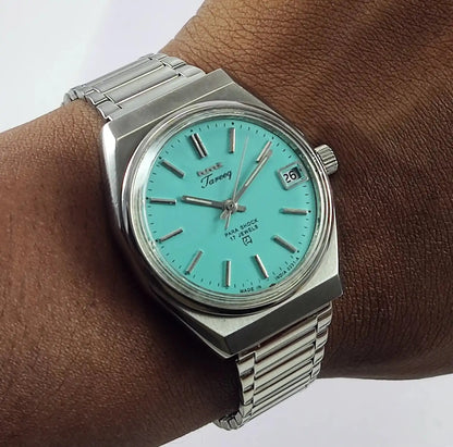 HMT Tareeq 17 Jewels Torquoise Dial Date Function Men's Watch Discover-Diamonds