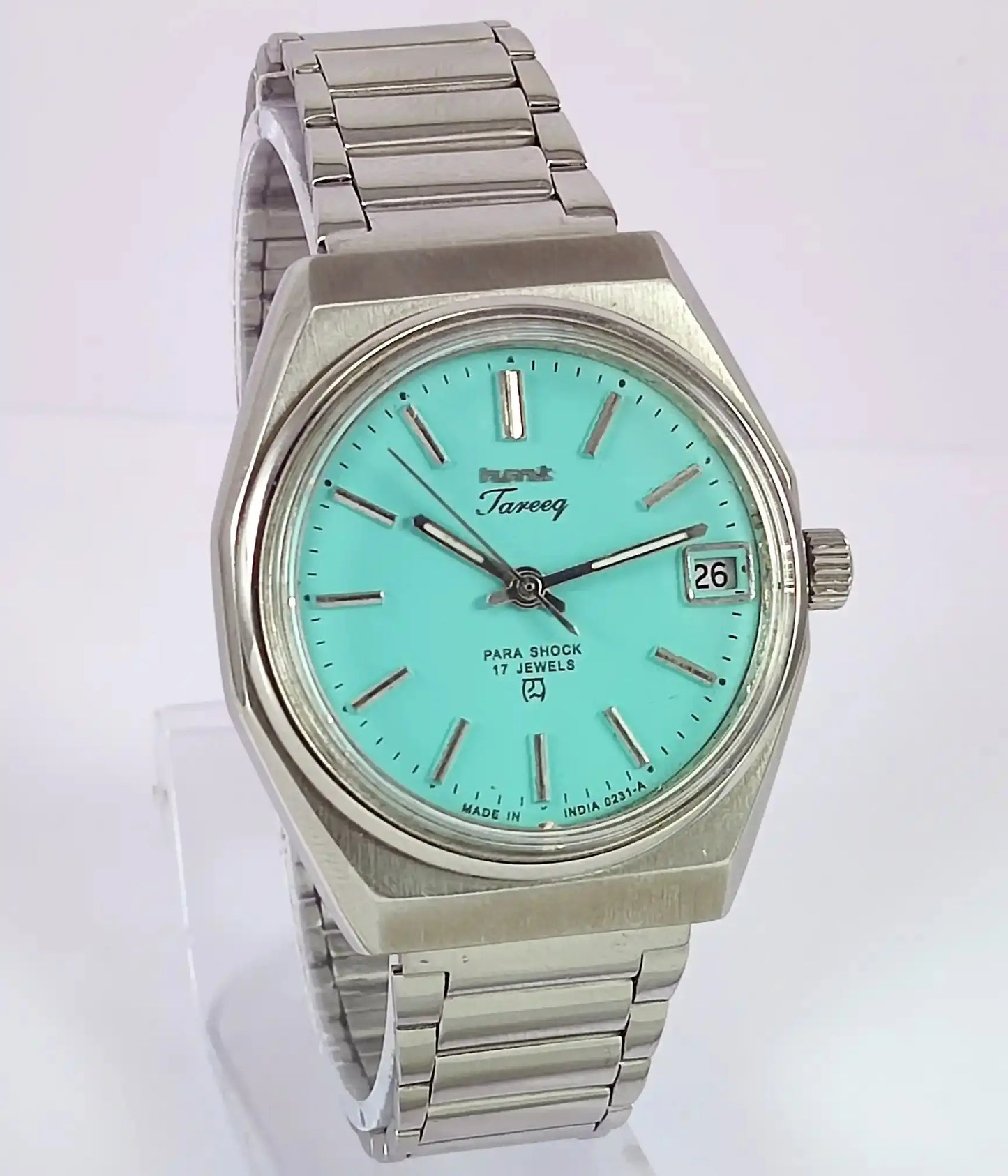 HMT Tareeq 17 Jewels Torquoise Dial Date Function Men's Watch Discover-Diamonds