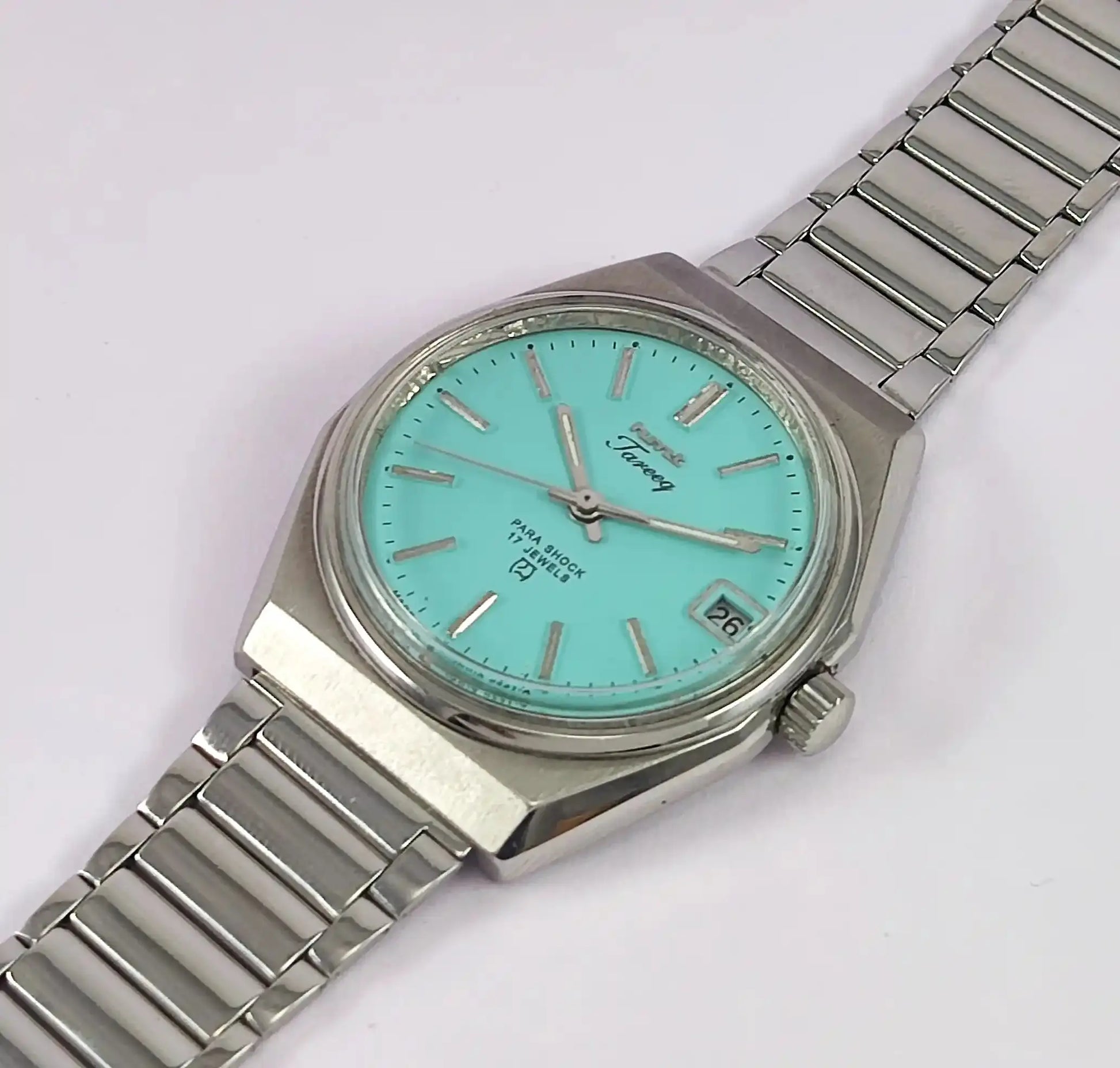 HMT Tareeq 17 Jewels Torquoise Dial Date Function Men's Watch Discover-Diamonds