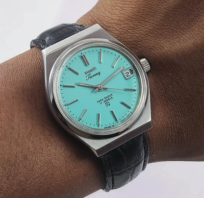 HMT Tareeq 17 Jewels Torquoise Dial Date Function Men's Watch Discover-Diamonds