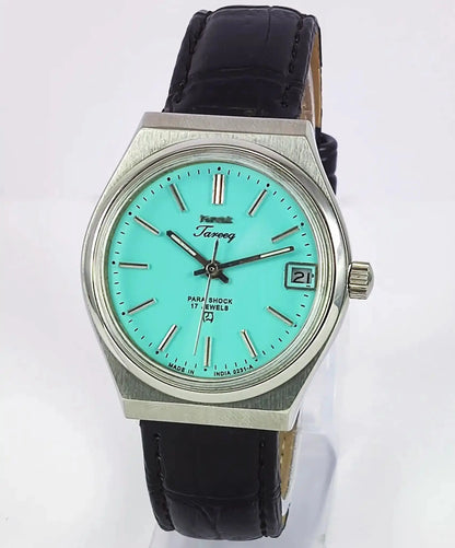 HMT Tareeq 17 Jewels Torquoise Dial Date Function Men's Watch Discover-Diamonds