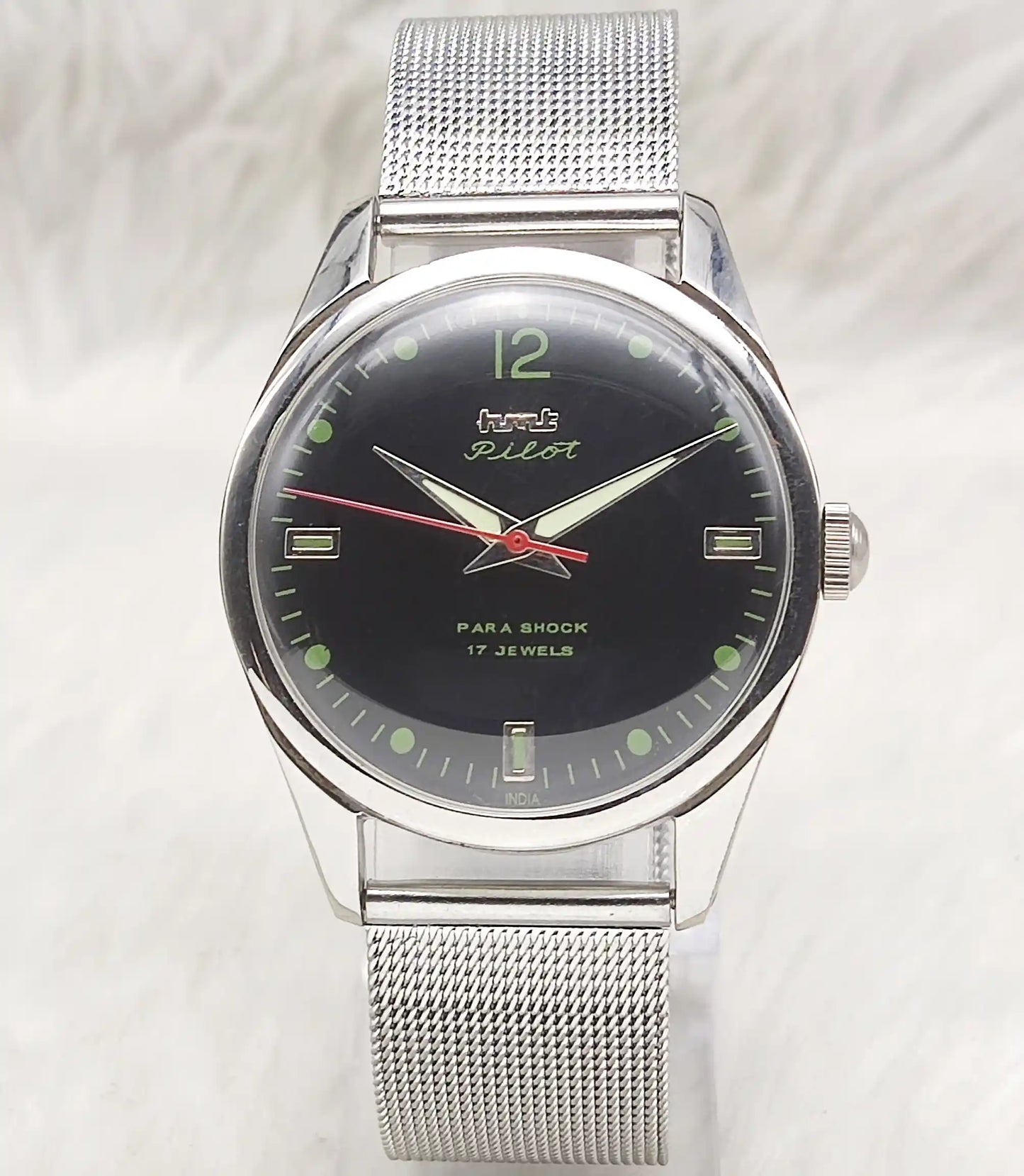HMT Pilot 17 Jewels Handwinding Black Dial Men's Watch - Timeless Classic