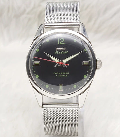 HMT Pilot 17 Jewels Handwinding Black Dial Men's Watch - Timeless Classic