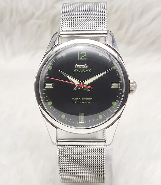 HMT Pilot 17 Jewels Handwinding Black Dial Men's Watch - Timeless Classic