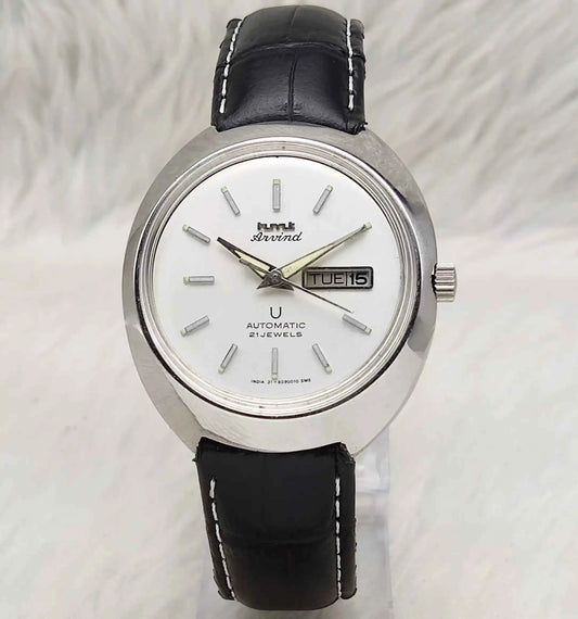 HMT Arvind Automatic 21 Jewels Cloud Color Dial Stick Indices With Day Date Feature