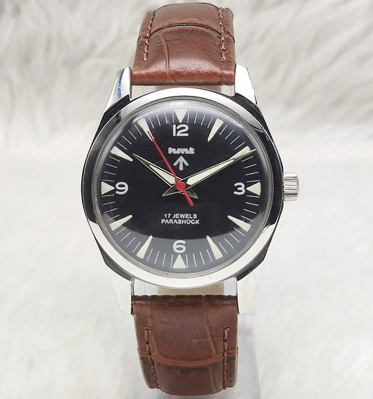 HMT Black Dial 17 Jewels Handwinding Men's Watch 0231 with Transparent Back