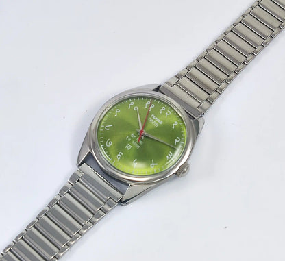 HMT Devanagari Para Shock 17 Jewels Apple Green Dial Mechanical Handwinding Men's Watch - Discover-Diamonds
