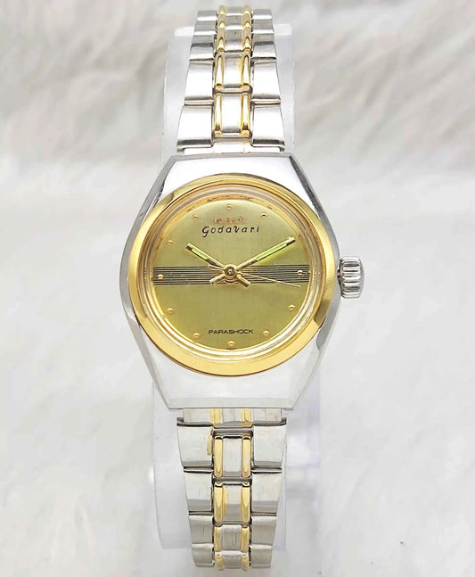 HMT Godavari 17 Jewels Golden Dial Dotted Indices Handwinding Women Watch 2543