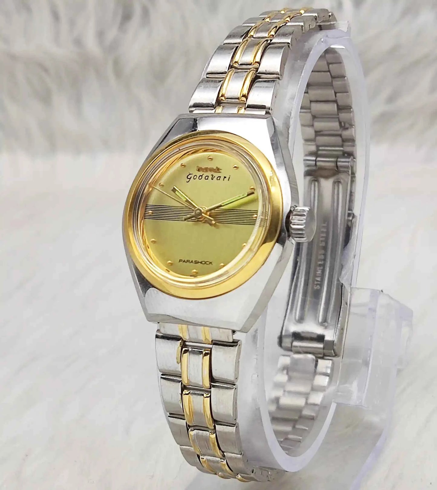 HMT Godavari 17 Jewels Golden Dial Dotted Indices Handwinding Women Watch 2543