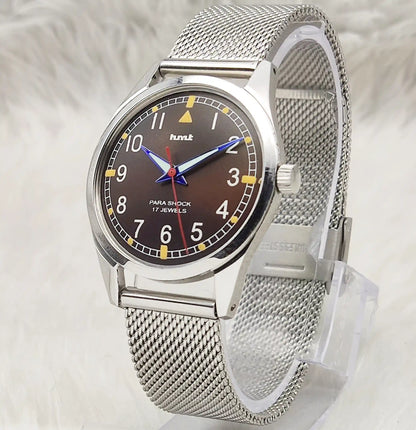 HMT Handwinding Watch - Coffee Brown Dial 17 Jewels Timepiece
