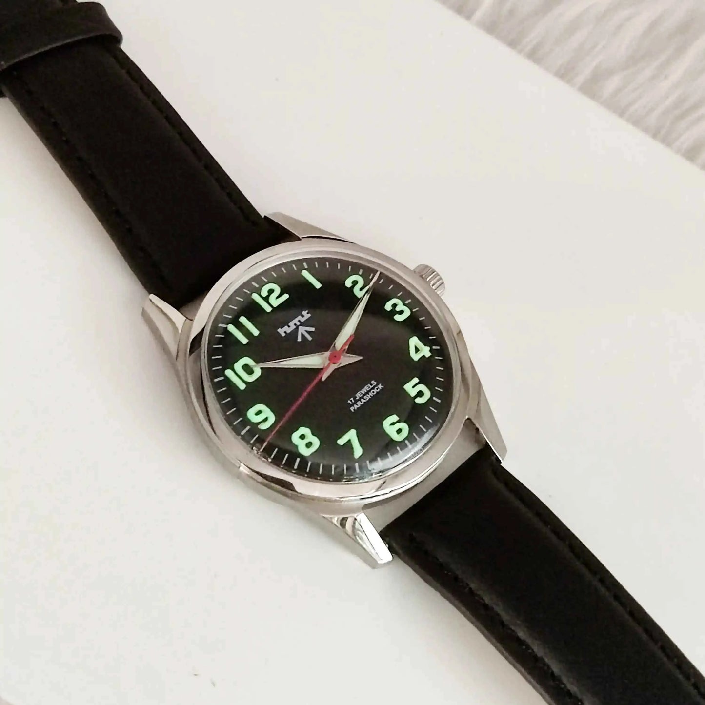 HMT Handwinding Glow In The Dark Black Dial English Numerals