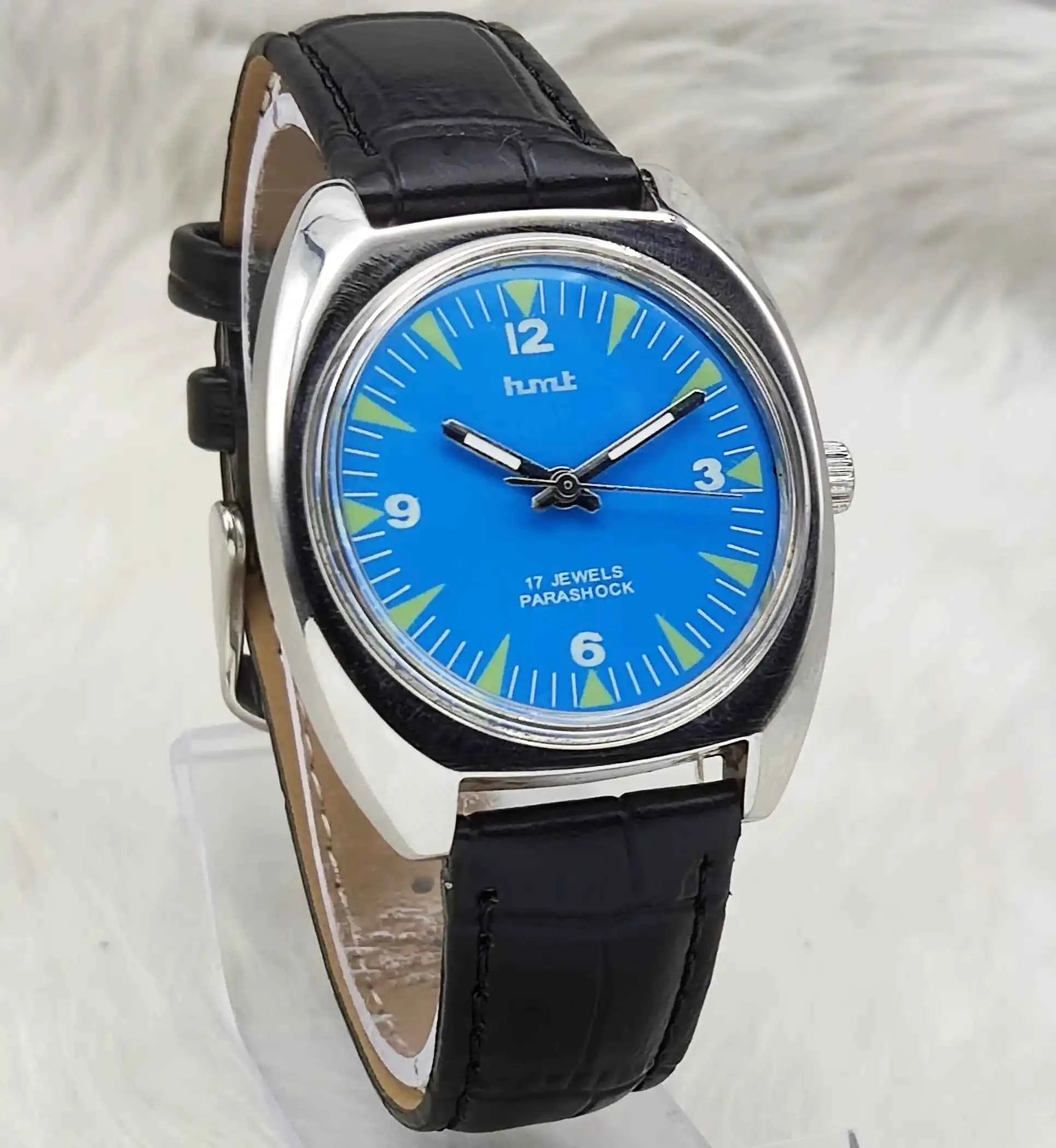 HMT Handwinding Watch with Sky Blue Dial and 17 Jewels