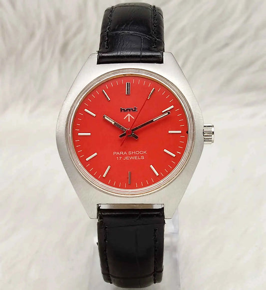 HMT Handwinding Stick Indices Candy Red Dial Men's Watches