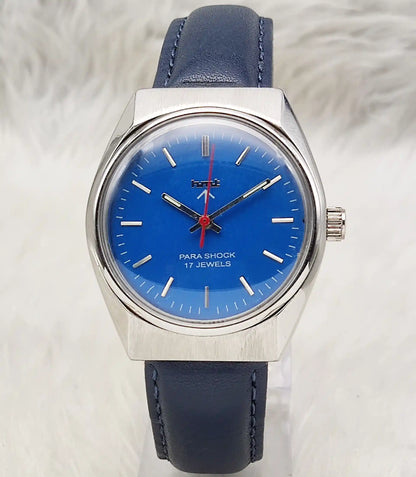 HMT Handwinding Watch Sky Blue Dial With Stick Indices - 17 Jewels Watch