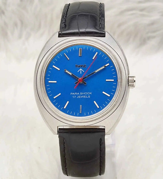 HMT Handwinding Sky Blue Watch with Stick Indices - 17 Jewels