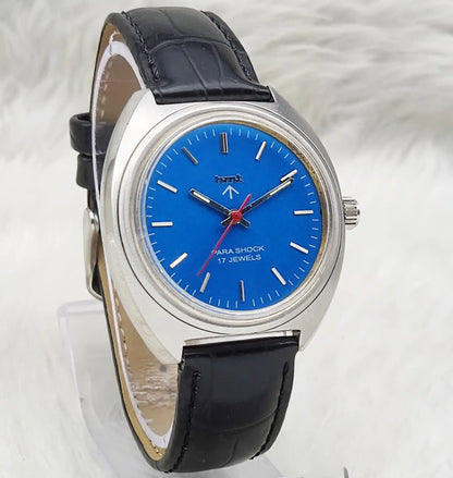 HMT Handwinding Watch Sky Blue Dial With Stick Indices - 17 Jewels