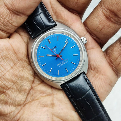 HMT Handwinding Watch Sky Blue Dial With Stick Indices - 17 Jewels