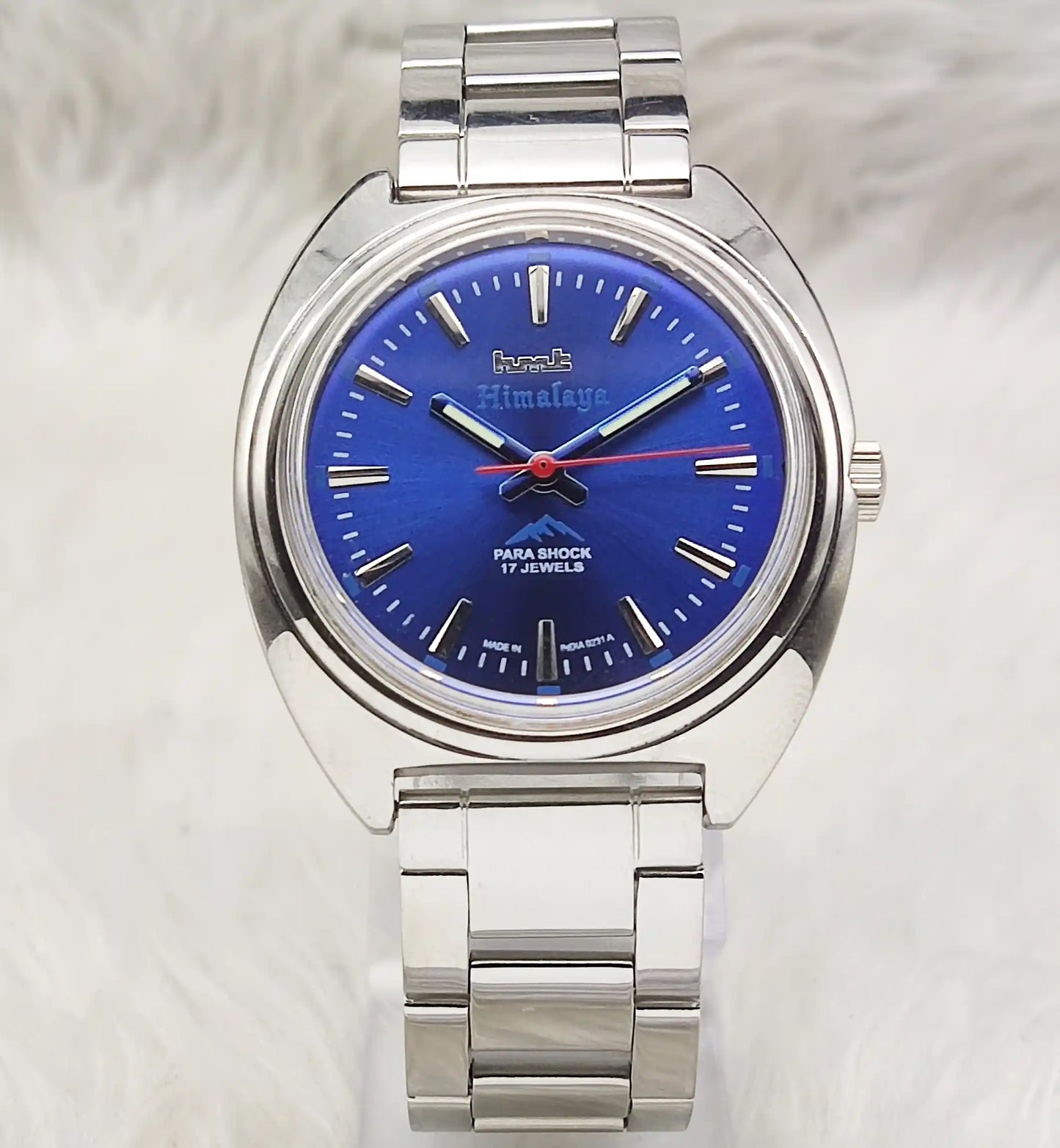 HMT Himalaya 17 Jewels Bluish Dial Handwinding Watch Transparent Back