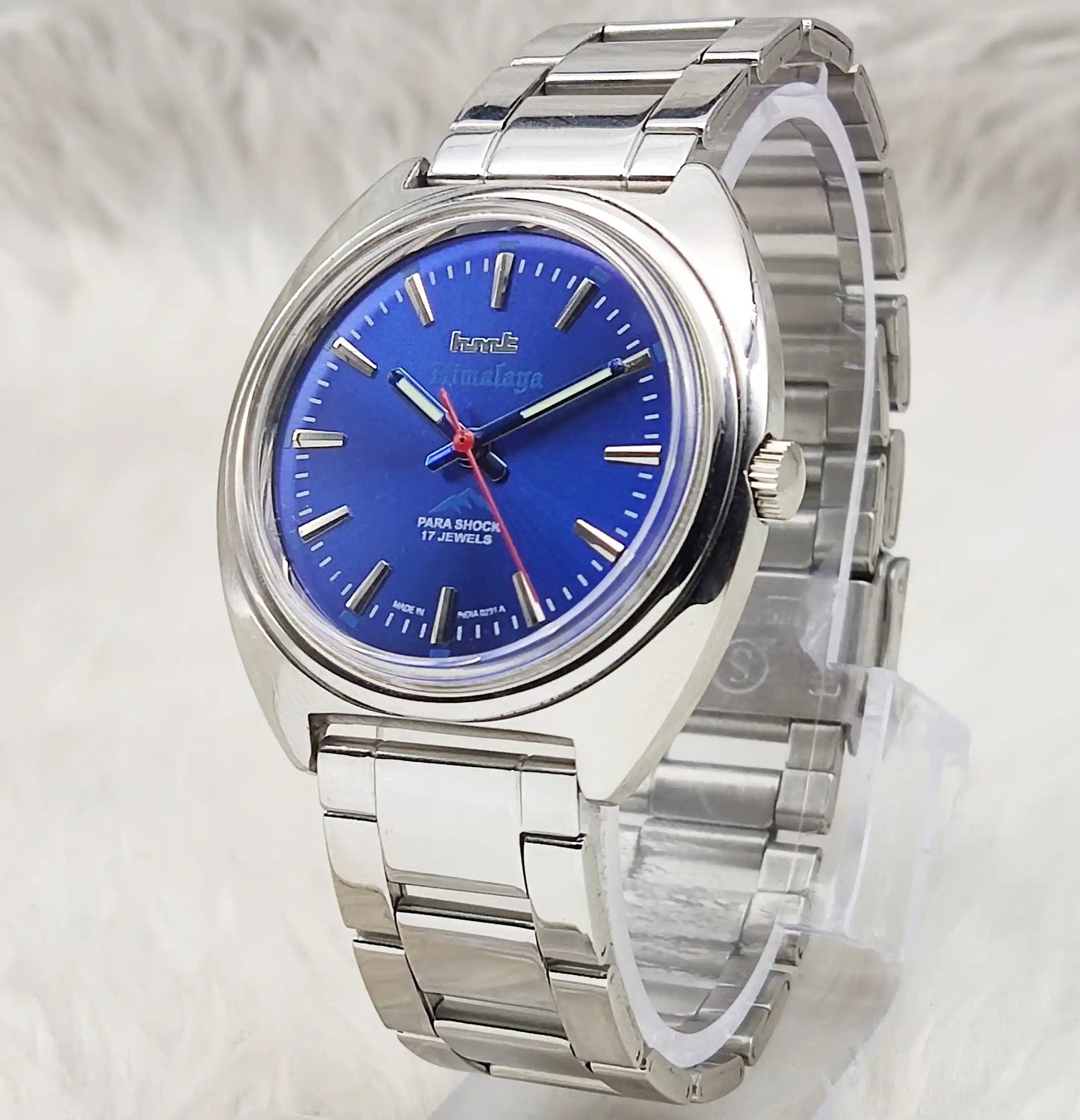 HMT Himalaya 17 Jewels Bluish Dial Handwinding Watch Transparent Back