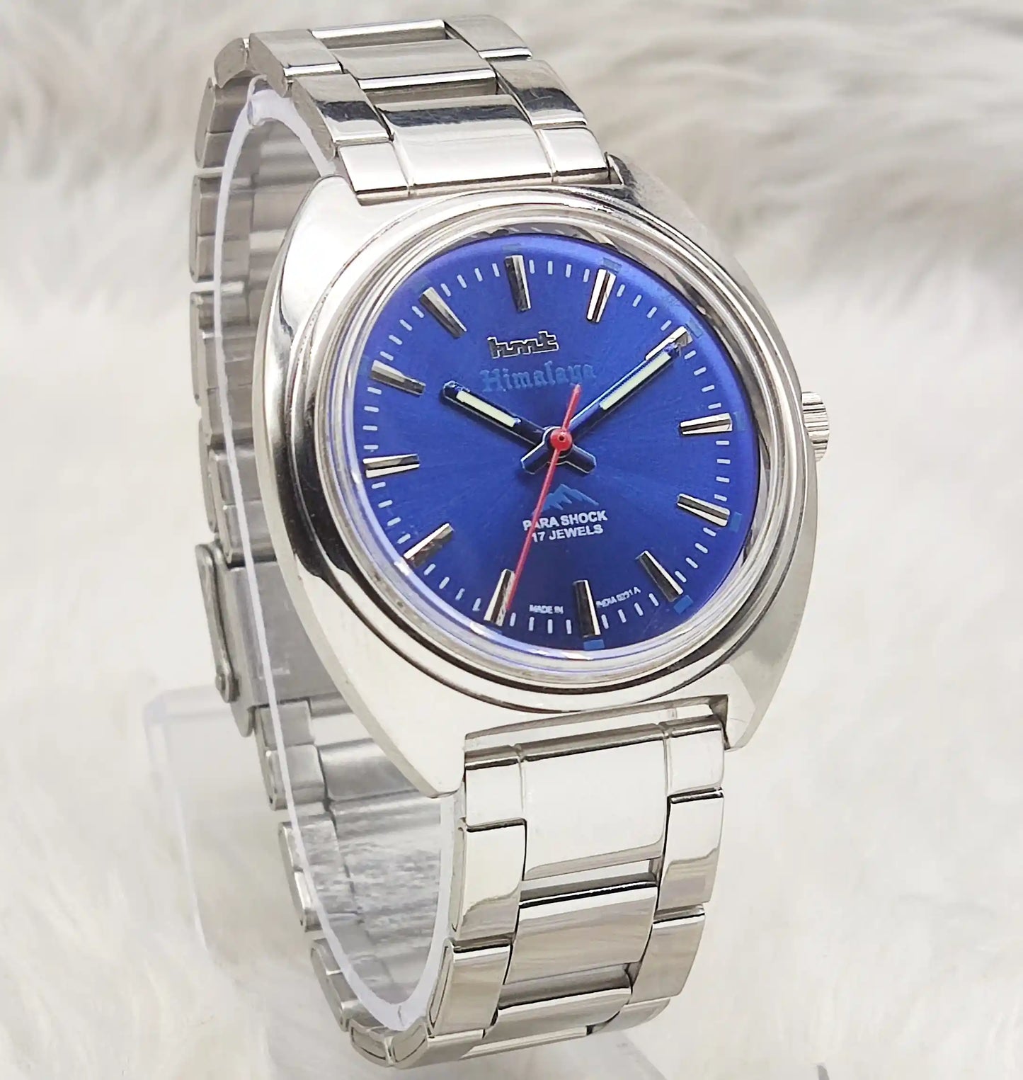 HMT Himalaya 17 Jewels Bluish Dial Handwinding Watch Transparent Back