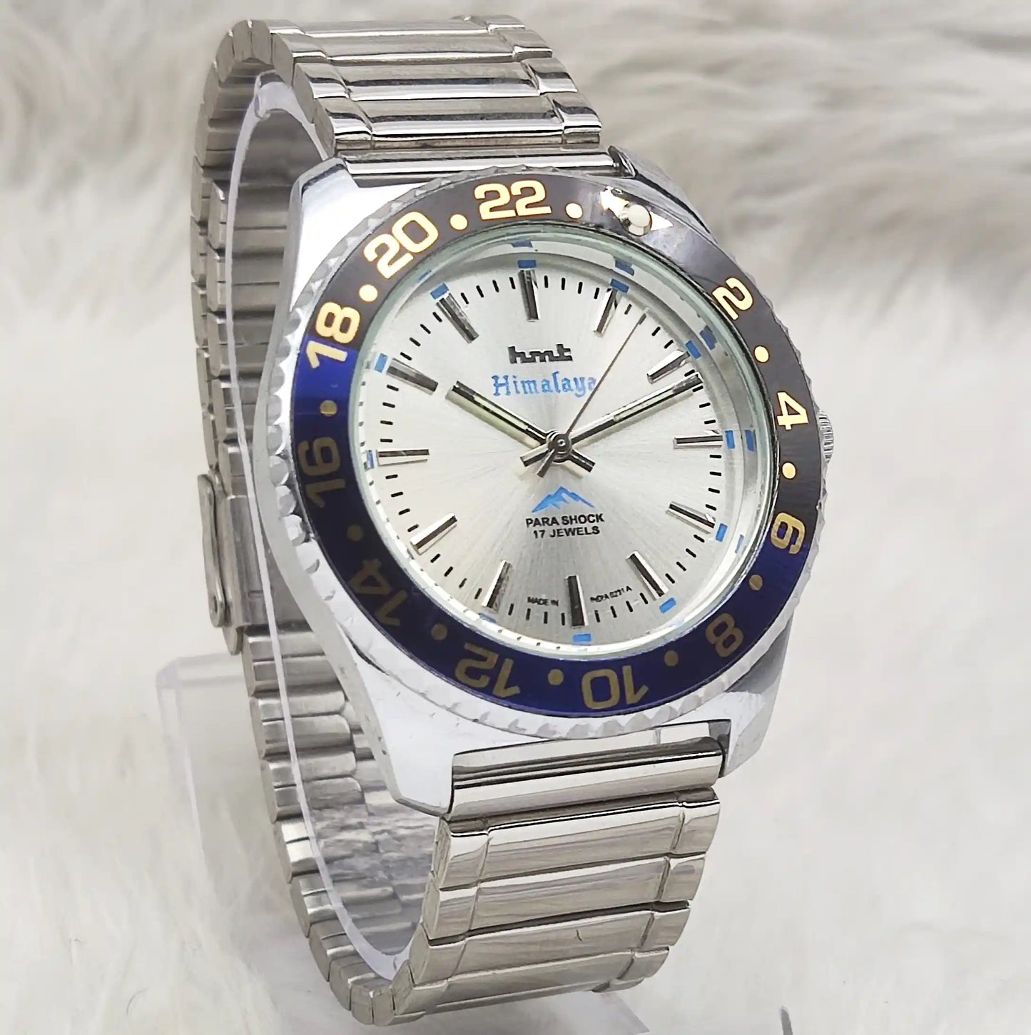 HMT Himalaya 17 Jewels Handwinding Silver Dial Transparent Back Watch