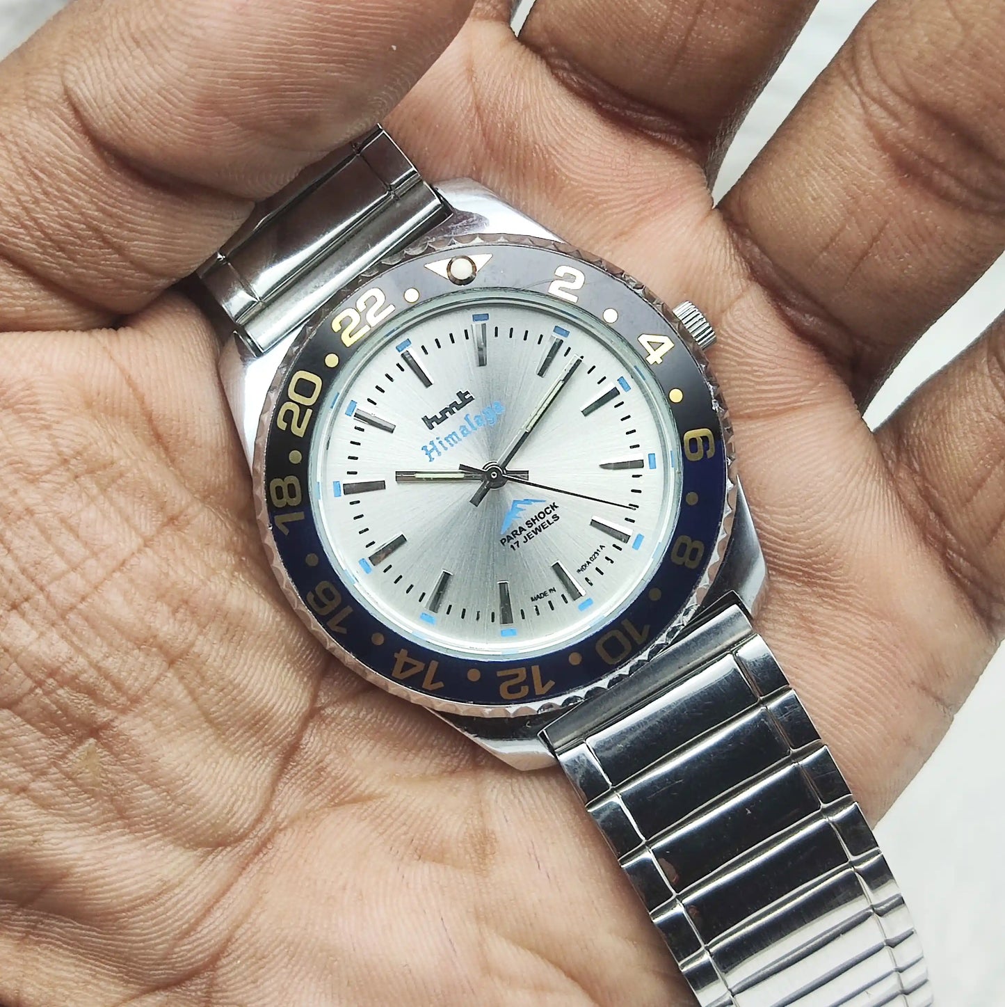 HMT Himalaya 17 Jewels Handwinding Silver Dial Transparent Back Watch