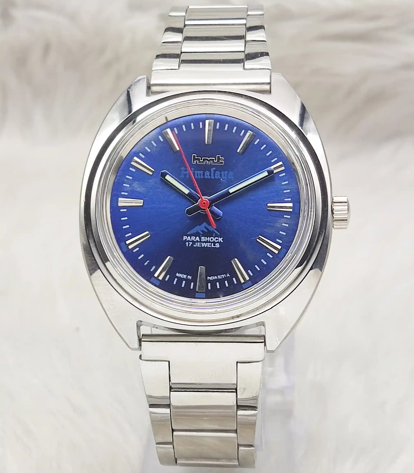 HMT Himalaya 17 Jewels Handwinding Watch Bluish Dial Transparent Back
