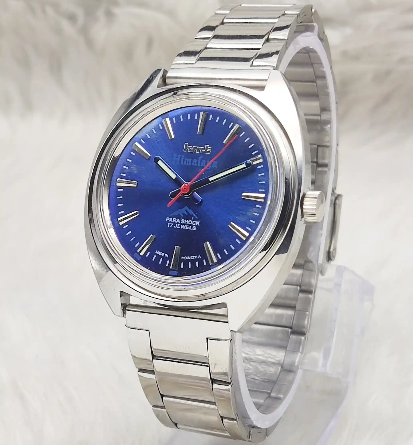 HMT Himalaya 17 Jewels Handwinding Watch Bluish Dial Transparent Back