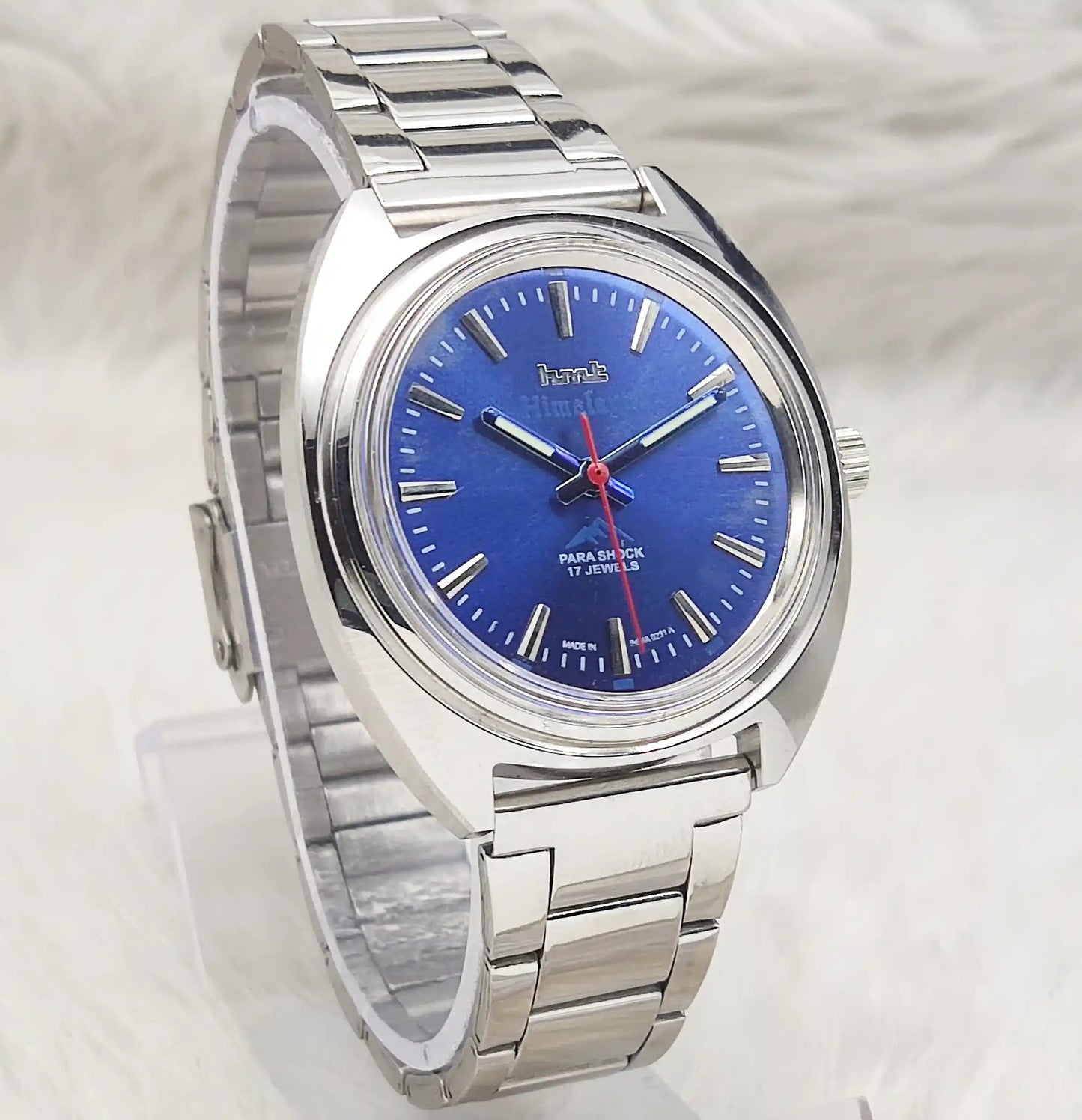 HMT Himalaya 17 Jewels Handwinding Watch Bluish Dial Transparent Back