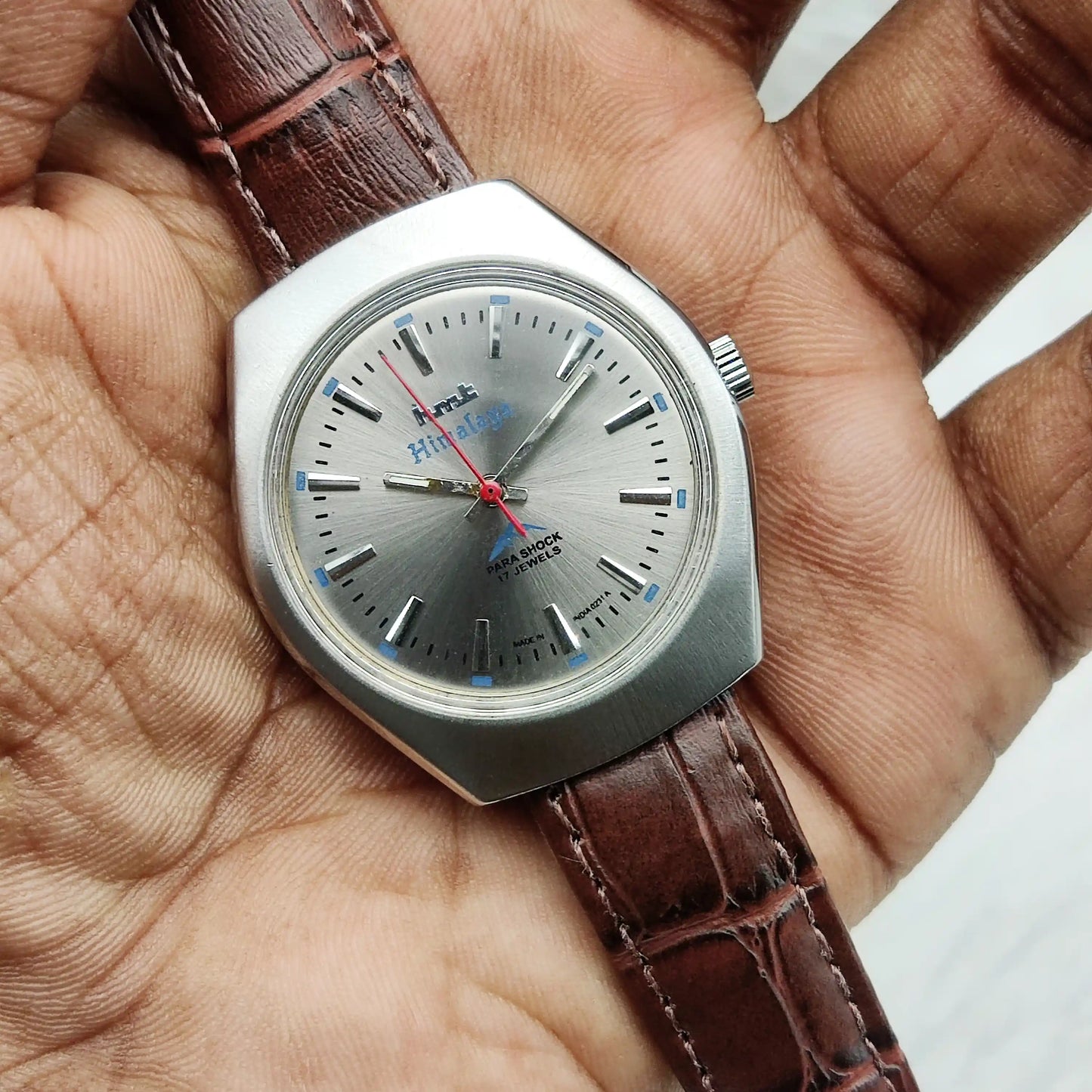 HMT Himalaya Men's Watch - Handwinding Gray Dial with Stick Indices