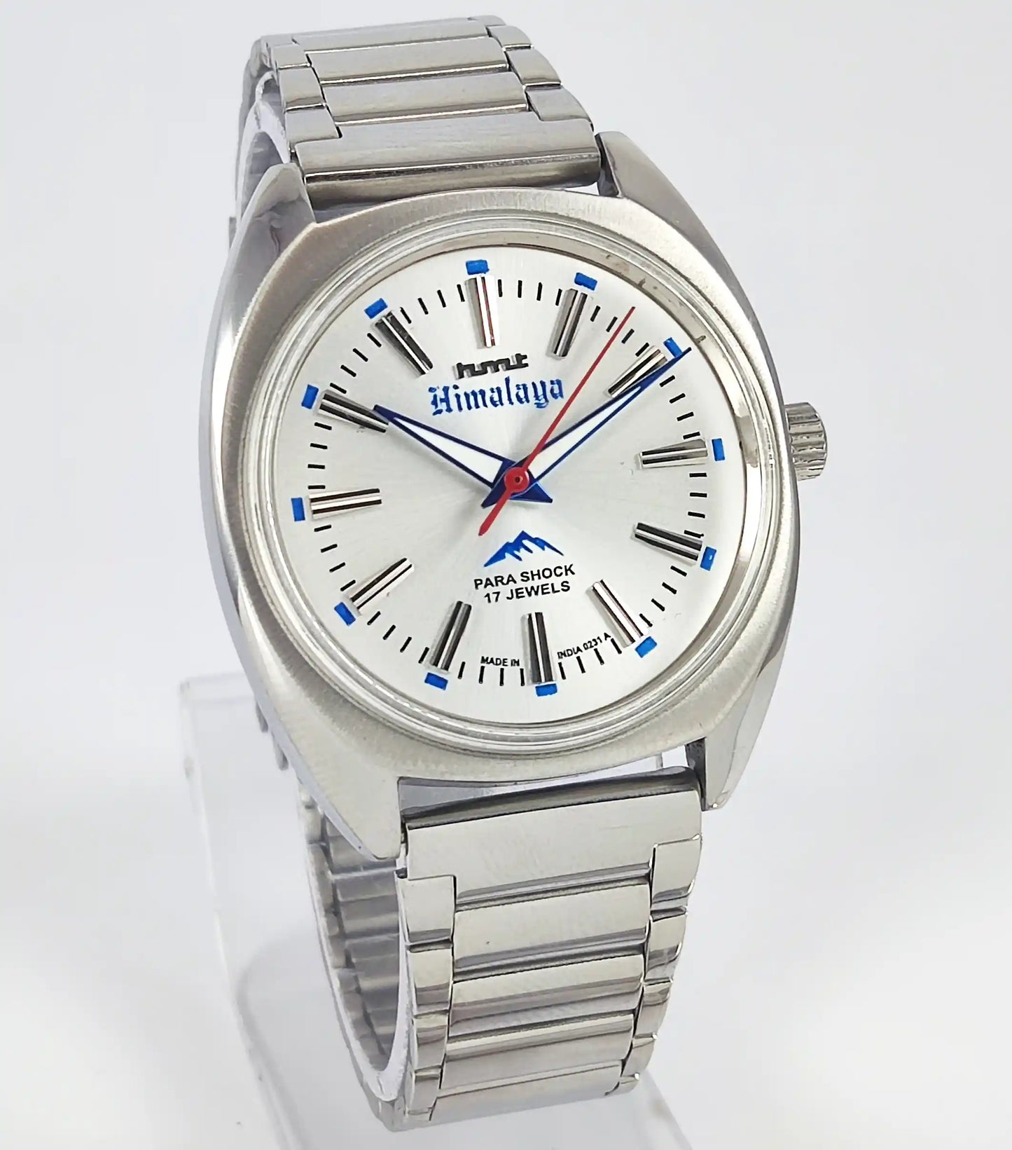 HMT Himalaya Para Shock 17 Jewels Silver Dial Transparent Back Handwinding 0231 Discover-Diamonds
