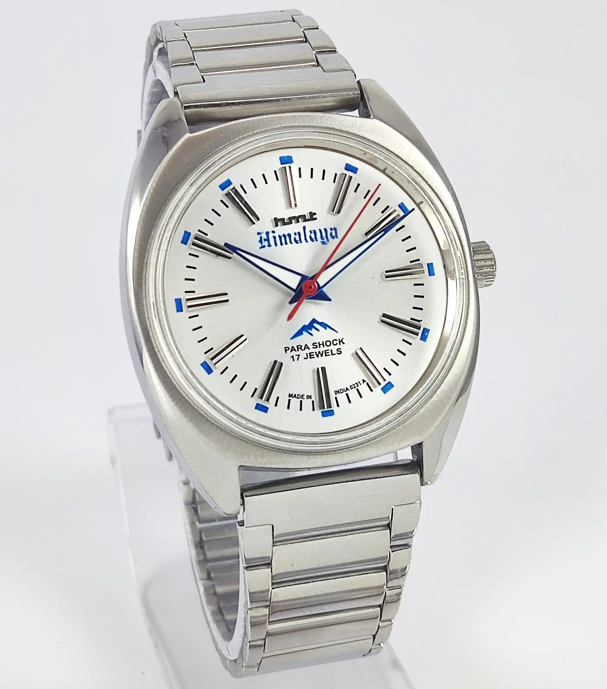 HMT Himalaya Para Shock 17 Jewels Silver Dial Transparent Back Handwinding 0231 Discover-Diamonds
